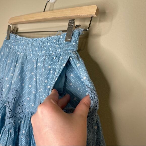 LoveShackFancy Adia Ruffle Mini Skirt in Blue Polka Dot XS - Picture 8 of 12
